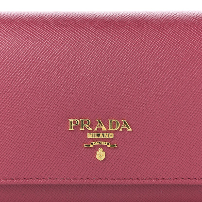 Prada Saffiano Metal Continental Flap Wallet Peonia 9 of 10