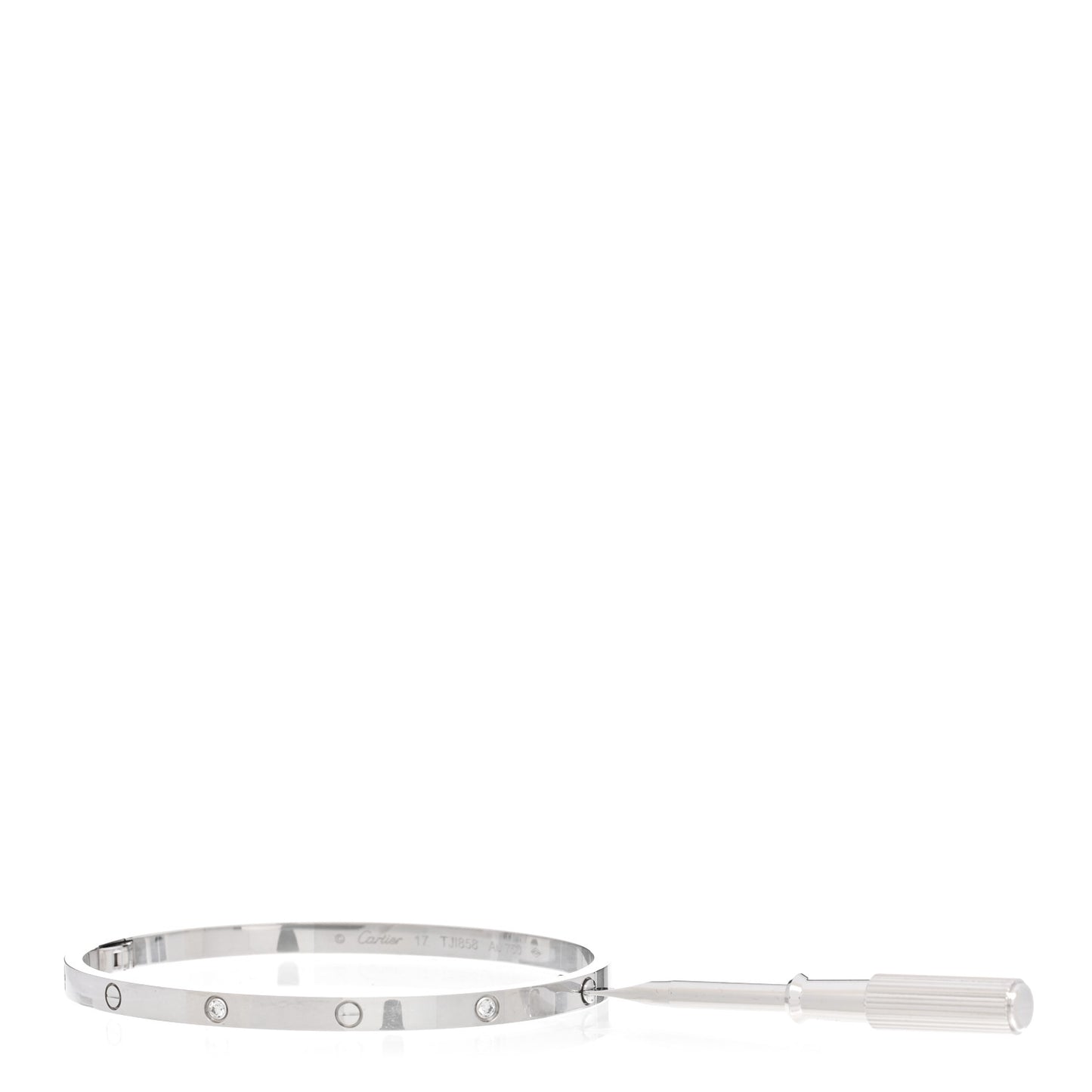 18K White Gold 6 Diamond Small LOVE Bracelet 17