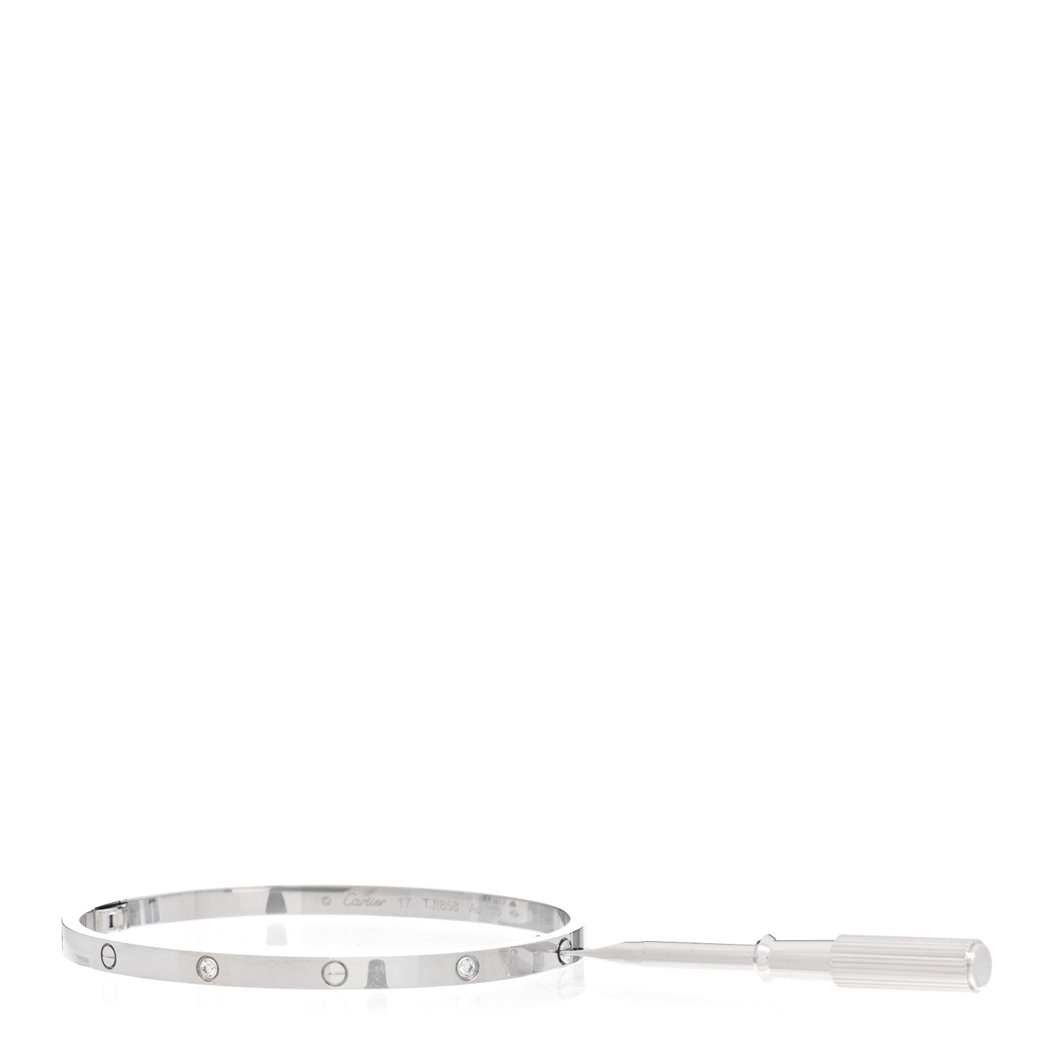Cartier 18K White Gold 6 Diamond Small LOVE Bracelet 17 3 of 5