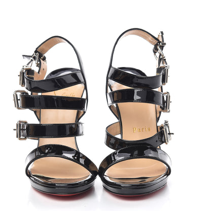 Christian Louboutin Patent Funky 120 Cage Sandals 37.5 Black 2 of 9