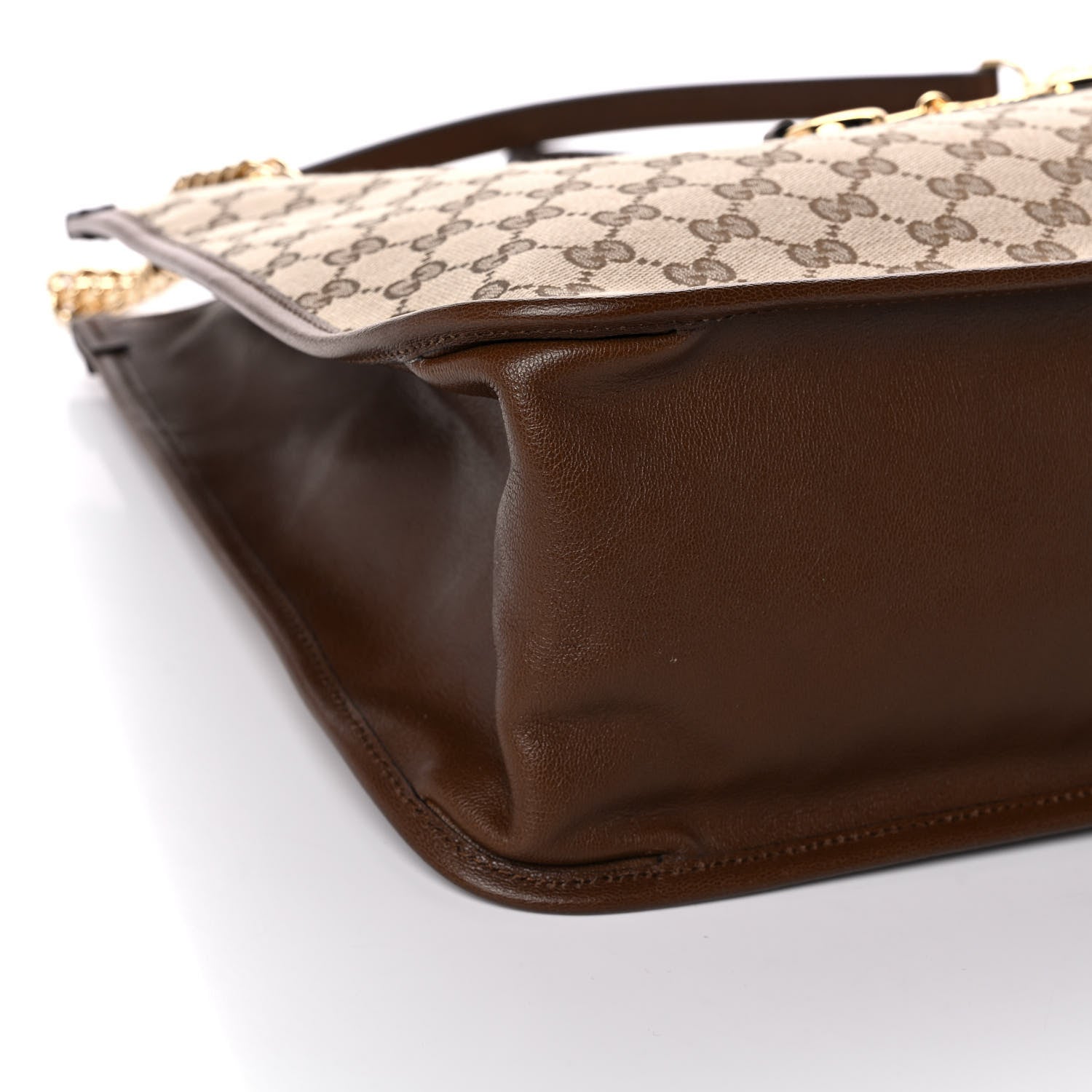 Gucci Monogram Calfskin Large Horsebit 1955 Tote Bag Beige Brown Sugar 9 of 10