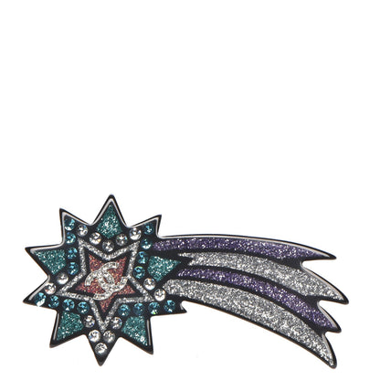 Chanel Glittered Resin Strass Shooting Star Brooch Black Purple Green 1 of 5