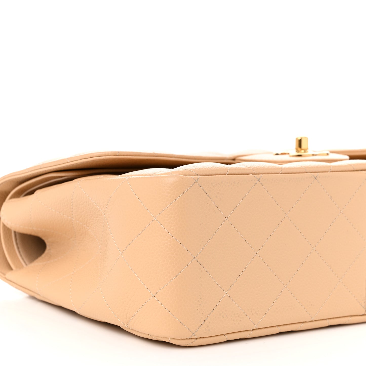 Caviar Quilted Jumbo Double Flap Beige Clair