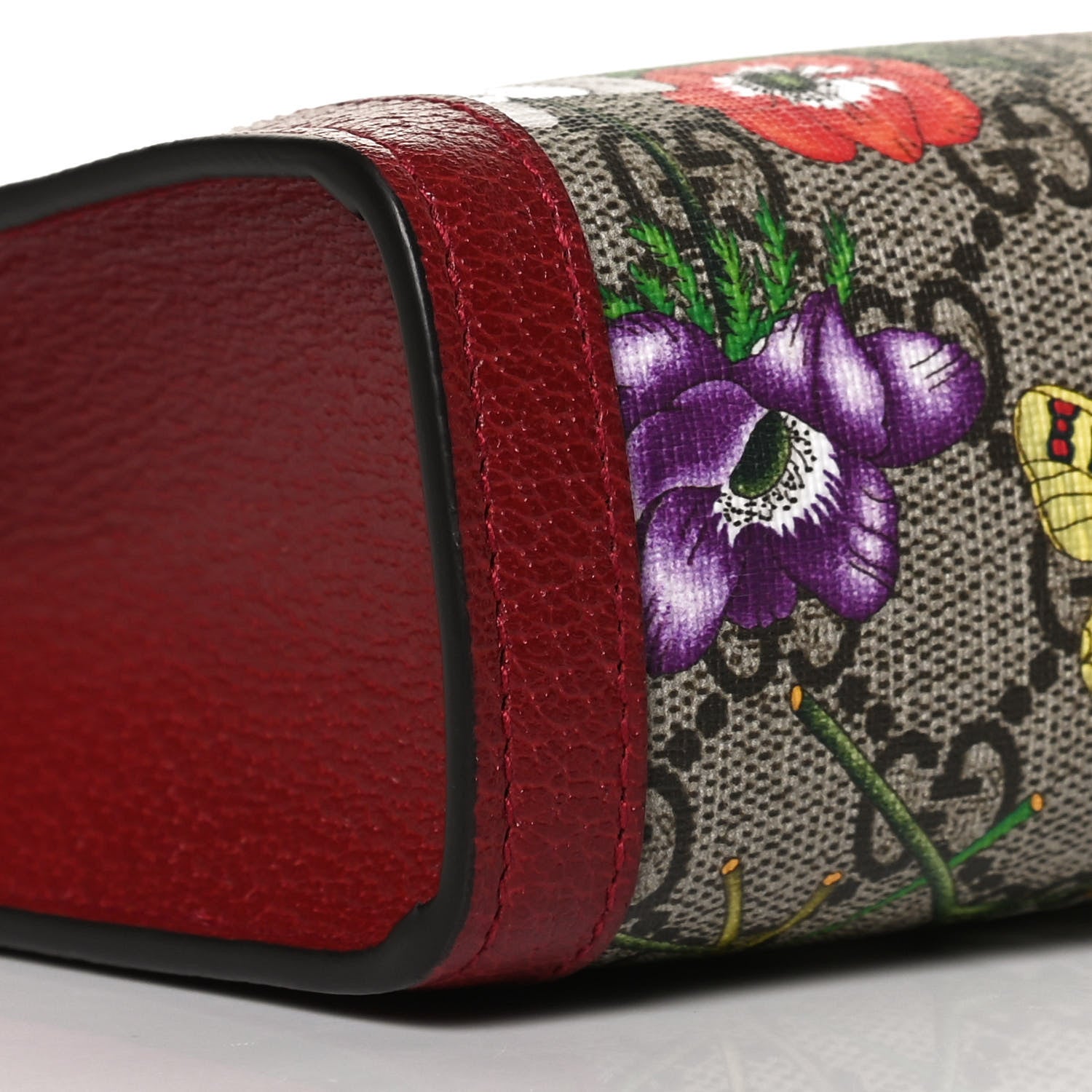 Gucci GG Supreme Monogram Flora Web Ophidia Pouch Red 7 of 8