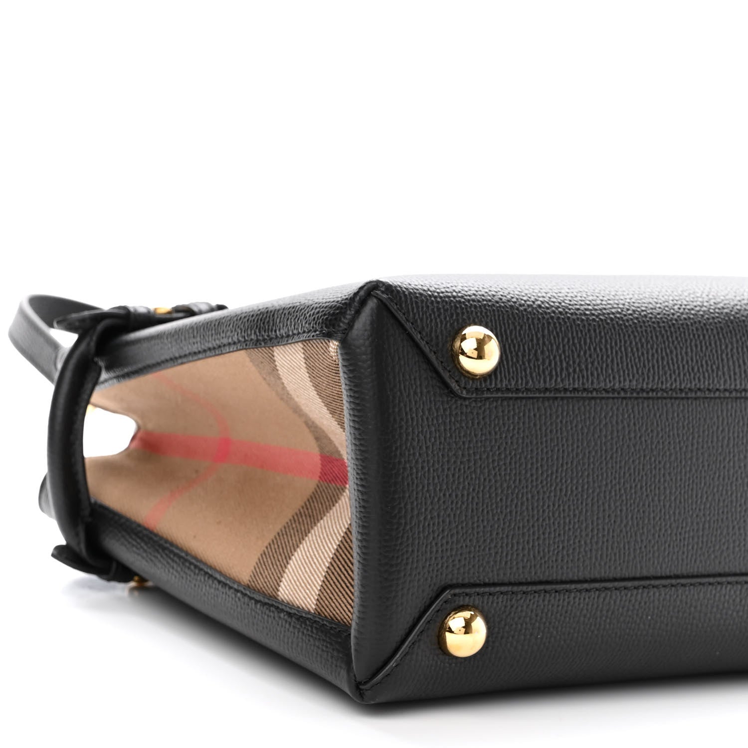 Burberry Derby Calfskin House Check Small Banner Tote Black 8 of 9