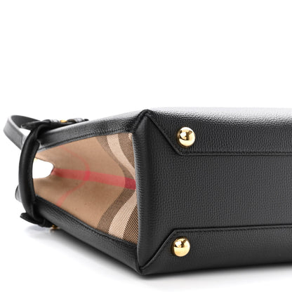 Burberry Derby Calfskin House Check Small Banner Tote Black 8 of 9