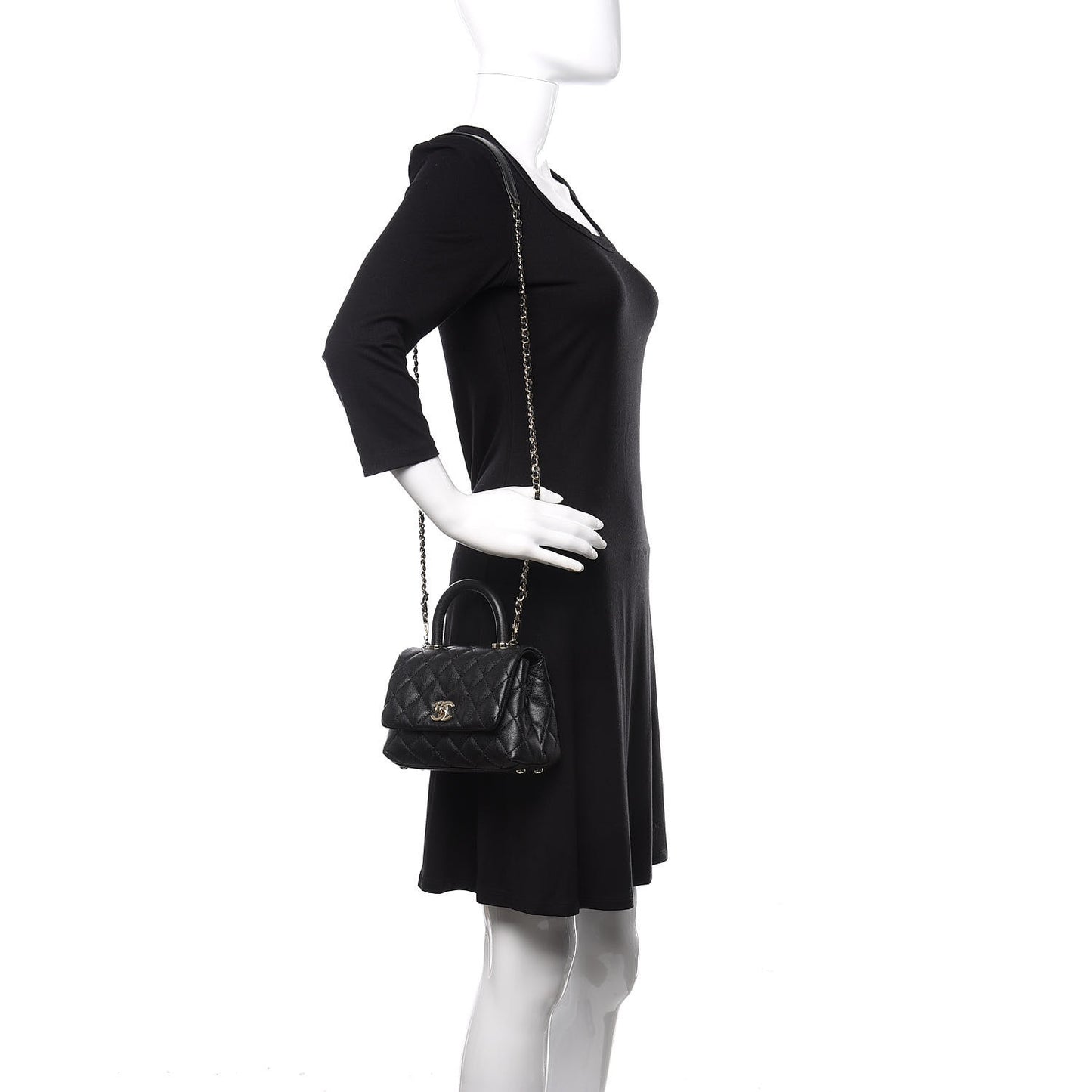 Caviar Quilted Extra Mini Coco Handle Flap Black