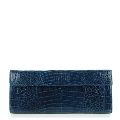 Nancy Gonzalez Glossy Crocodile Foldover Clutch Blue 1 of 7
