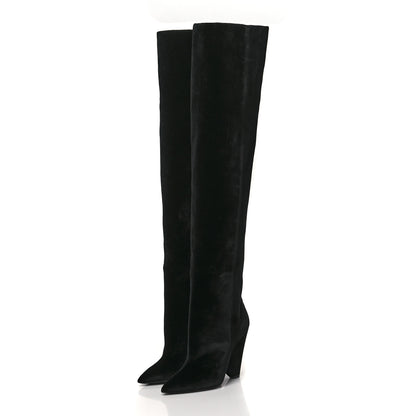 Saint Laurent Velvet Niki 105 Thigh High Boots 37 Black 2 of 5