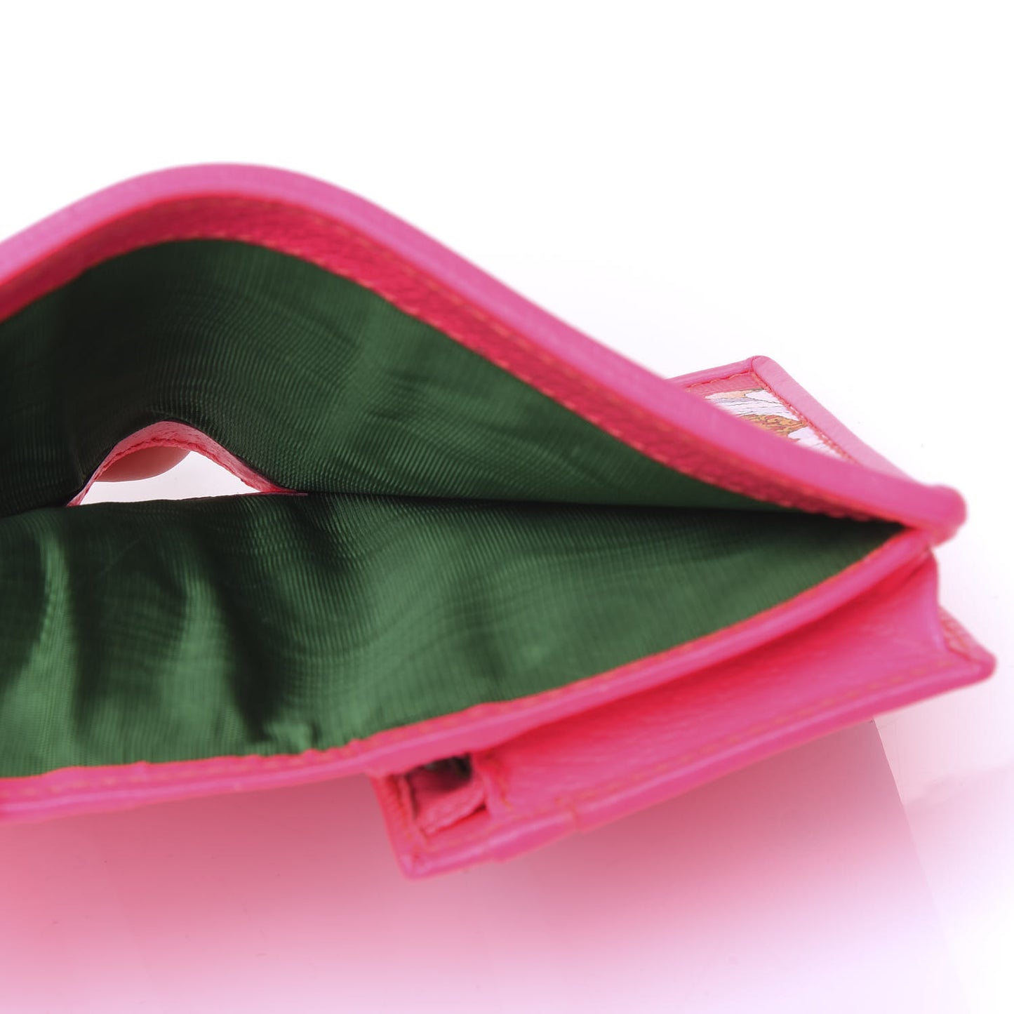 Calfskin Flora Print Zumi Card Case Fuxia Fluo