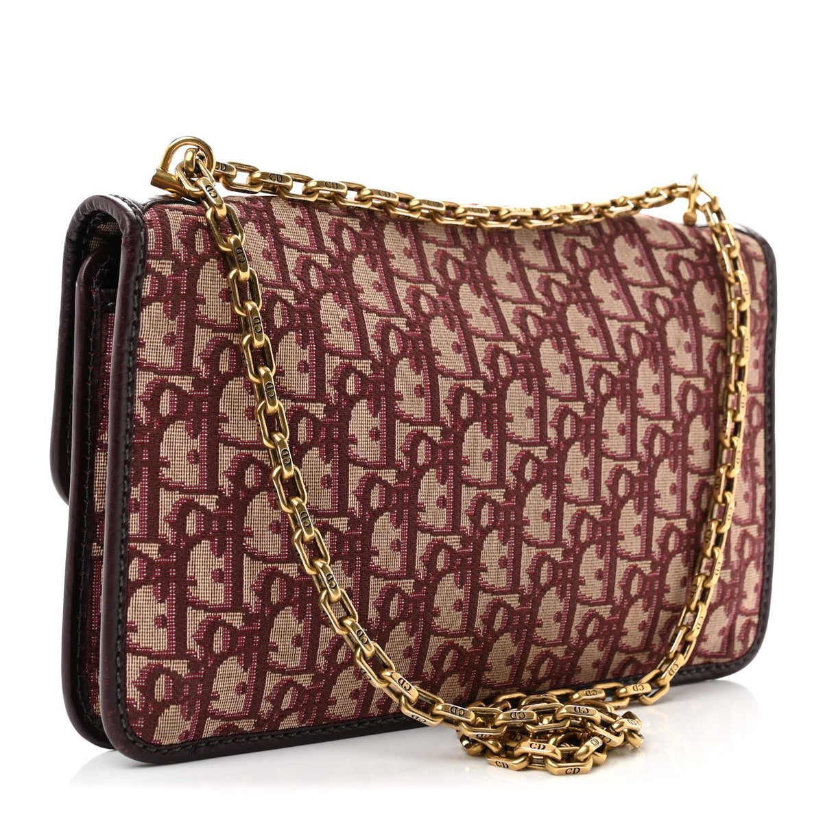 Christian Dior Oblique CD Chain Flap Bag  Burgundy 3 of 11