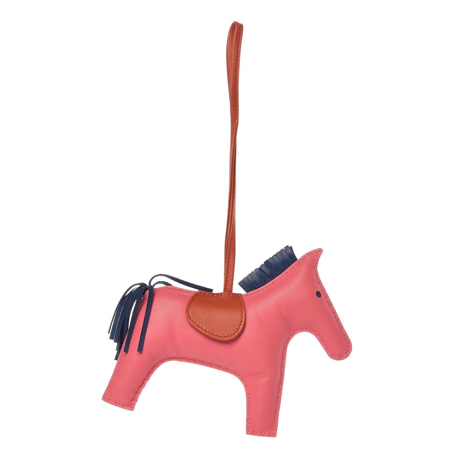 Hermes Milo Lambskin Grigri Rodeo Horse Bag Charm GM Rose Azalee Cornaline Bleu De Malte 1 of 3