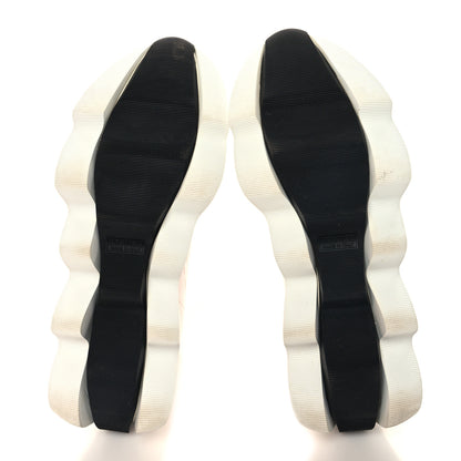 Hermes Technical Canvas Goatskin Womens Eclair Sneakers 40 White Orange 5 of 9