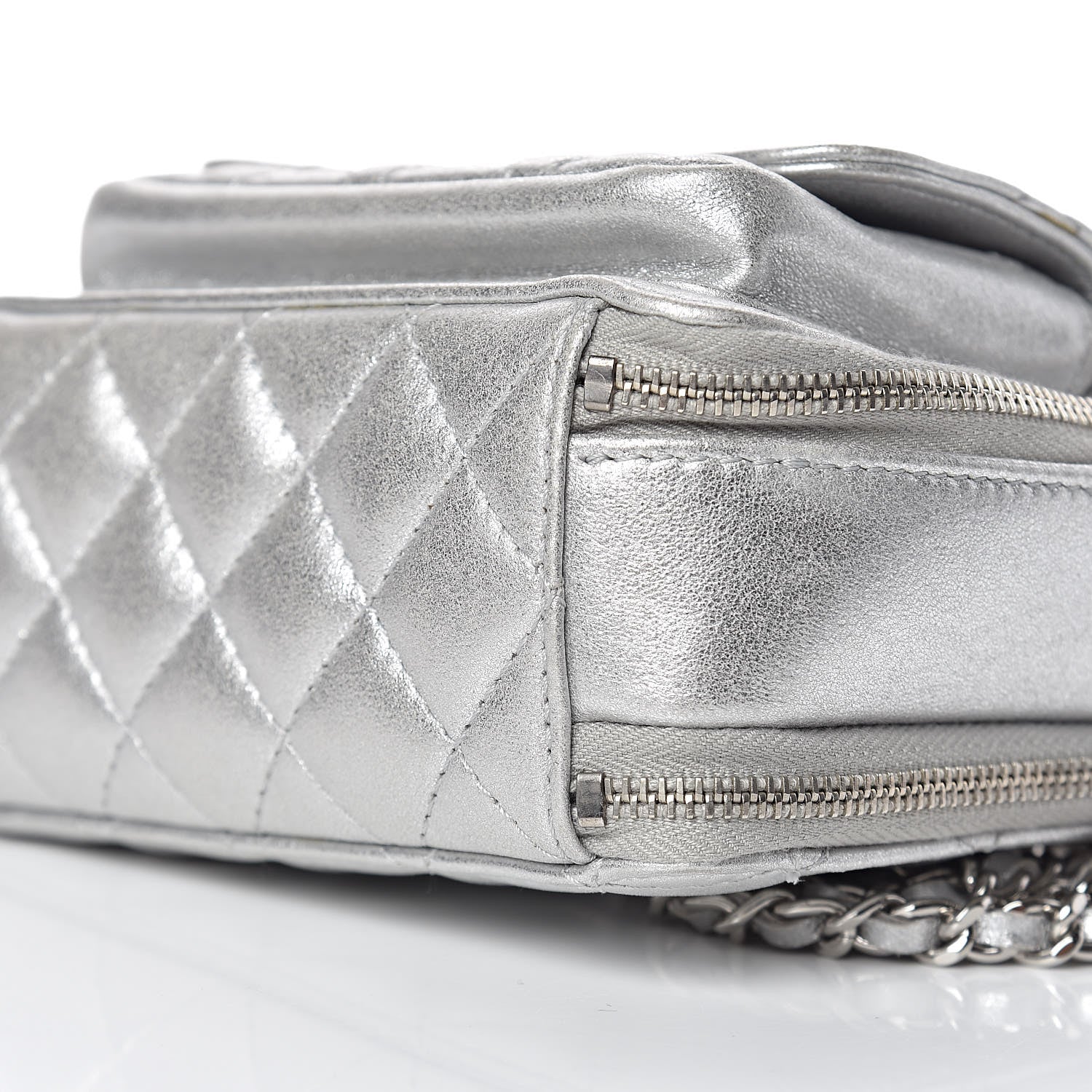 Chanel Metallic Lambskin Quilted Mini Pocket Box Camera Case Silver 6 of 15