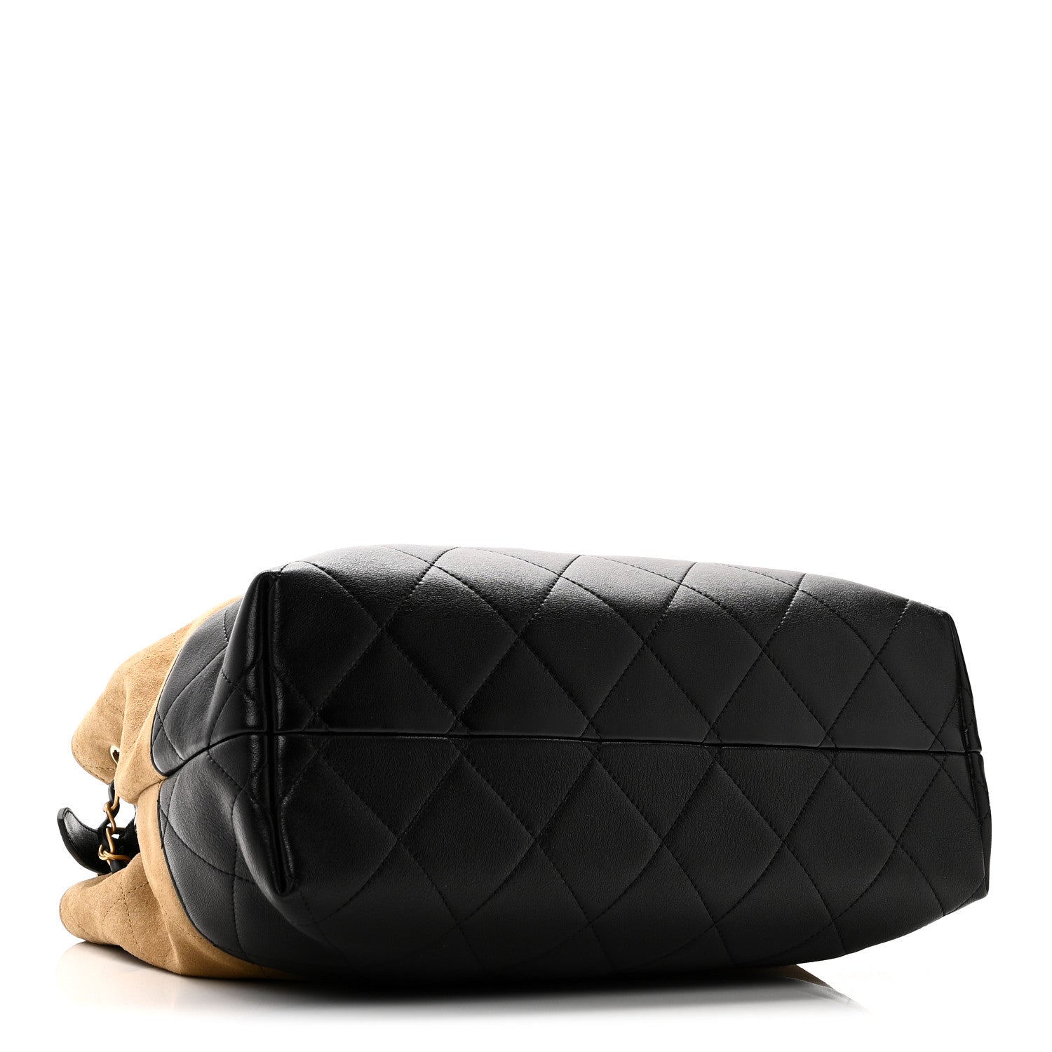 Chanel Suede Calfskin Shiny Lambskin Quilted Small Coco Base Shopping Bag Beige Black 4 of 10