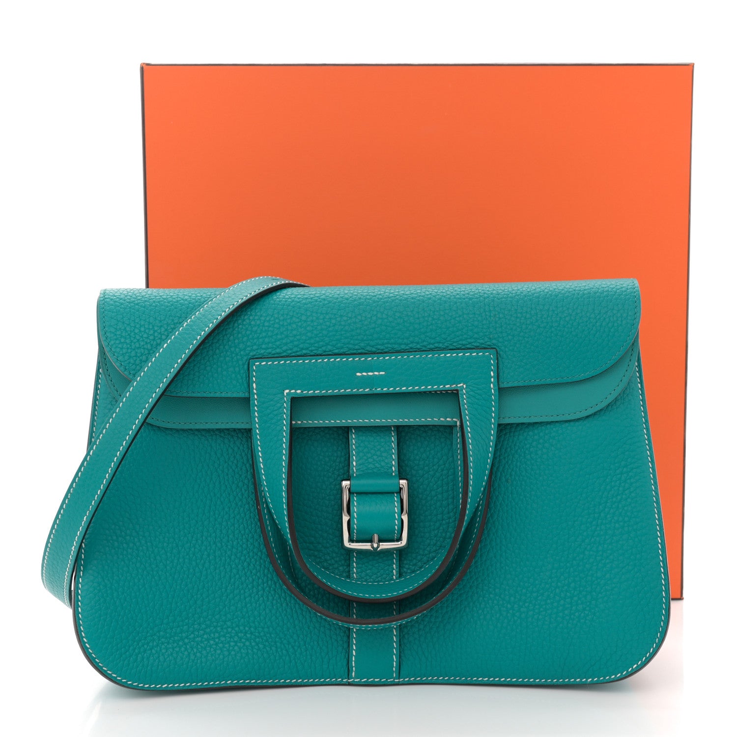 Hermes Taurillon Clemence Halzan 31 GM Vert Verone 10 of 10