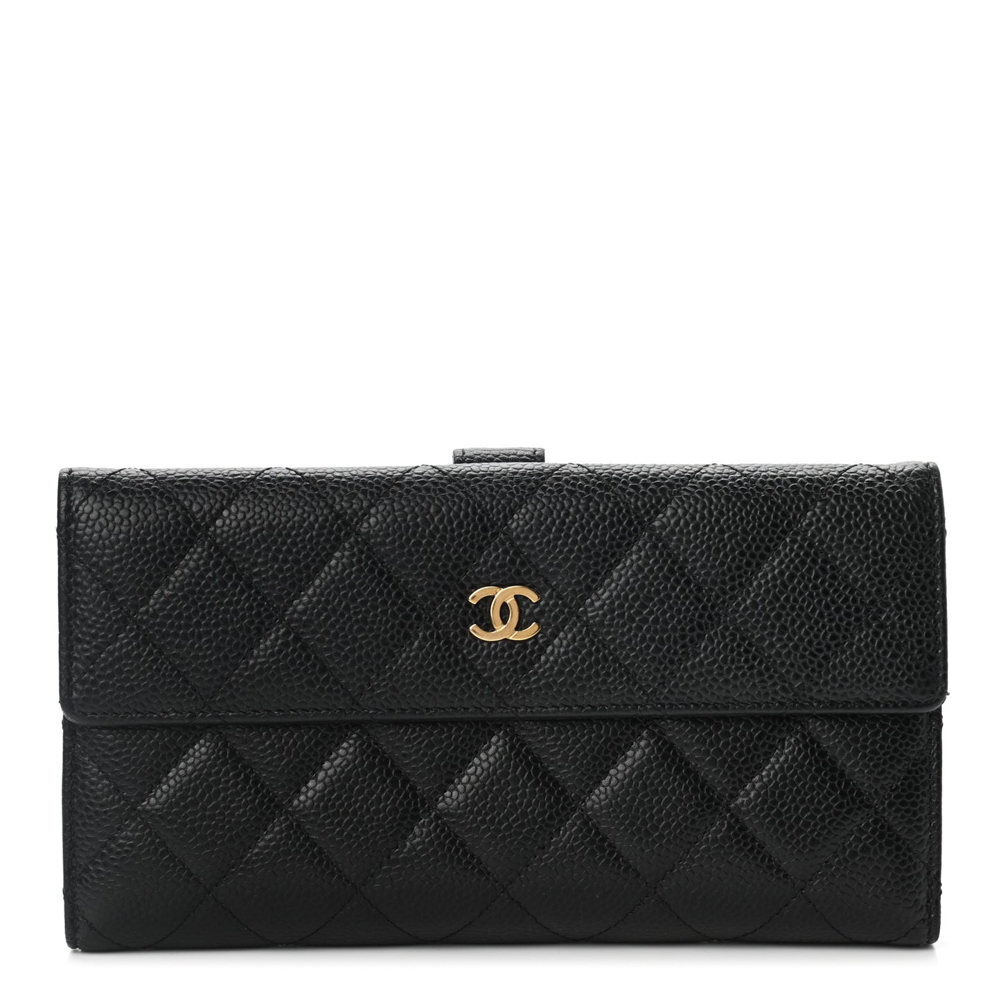 Caviar Quilted CC French Flap Wallet Black