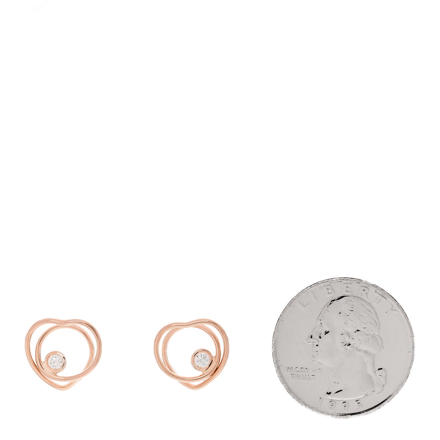 Hermes 18K Rose Gold Diamond TPM Vertige Coeur Earrings 2 of 5