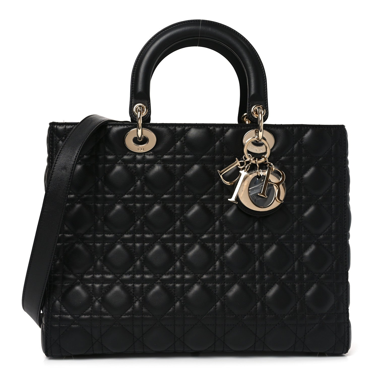Christian Dior Lambskin Cannage Large Lady Dior Black 1 of 10