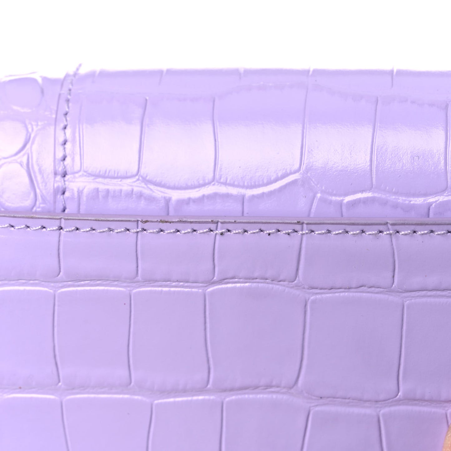 Shiny Calfskin Crocodile Embossed Hourglass Chain Bag Lilac