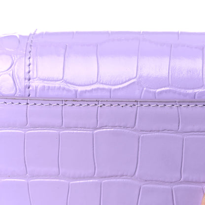 Balenciaga Shiny Calfskin Crocodile Embossed Hourglass Chain Bag Lilac 13 of 13