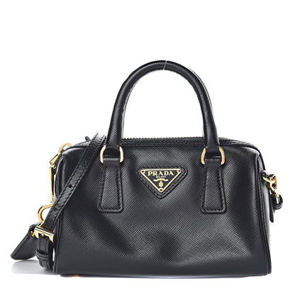 Prada Saffiano Vernice Lux Mini Convertible Bowler Black 1 of 11