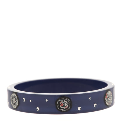 Chanel Resin Crystal CC Camellia Bangle Bracelet Blue 3 of 4