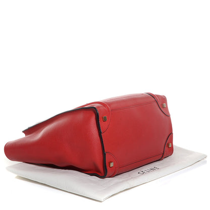 Celine Drummed Calfskin Mini Luggage Coquelicot 4 of 8
