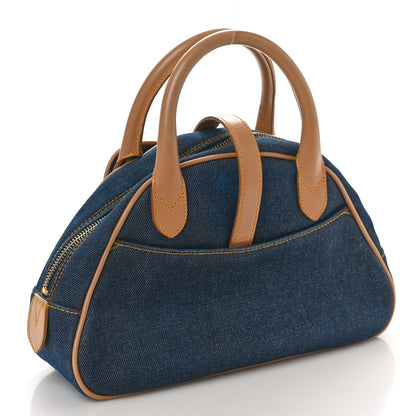 Christian Dior Denim Calfskin Mini Saddle Bowler Blue 2 of 14