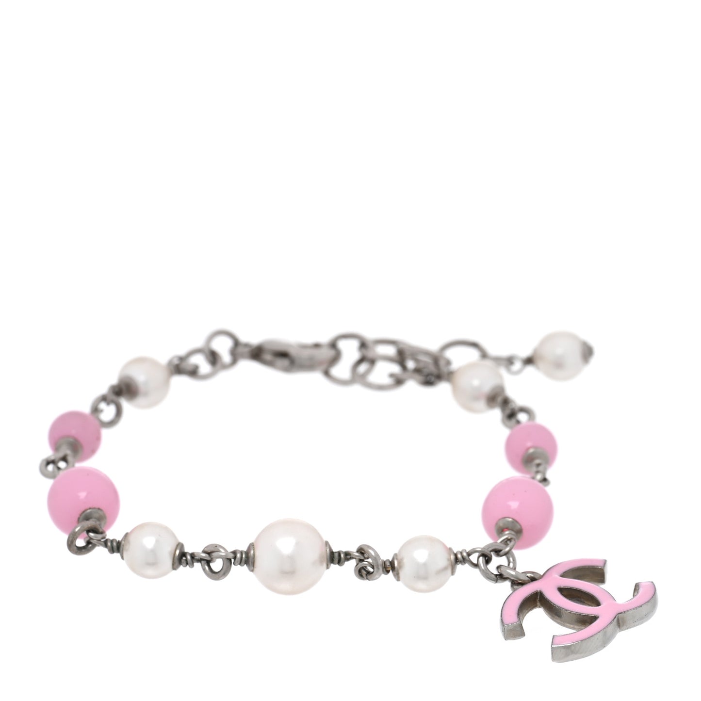 Pearl Enamel CC Bracelet Pink