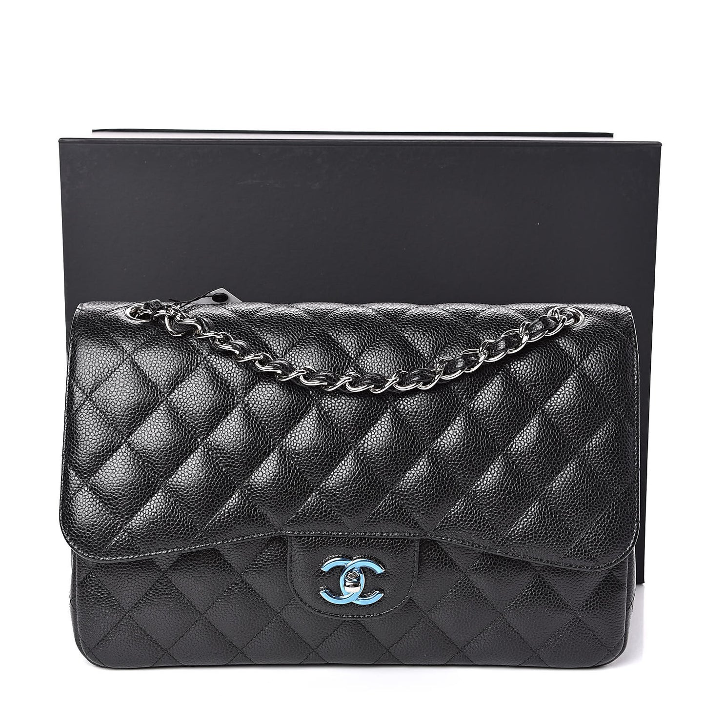 Caviar Quilted Jumbo Double Flap Black