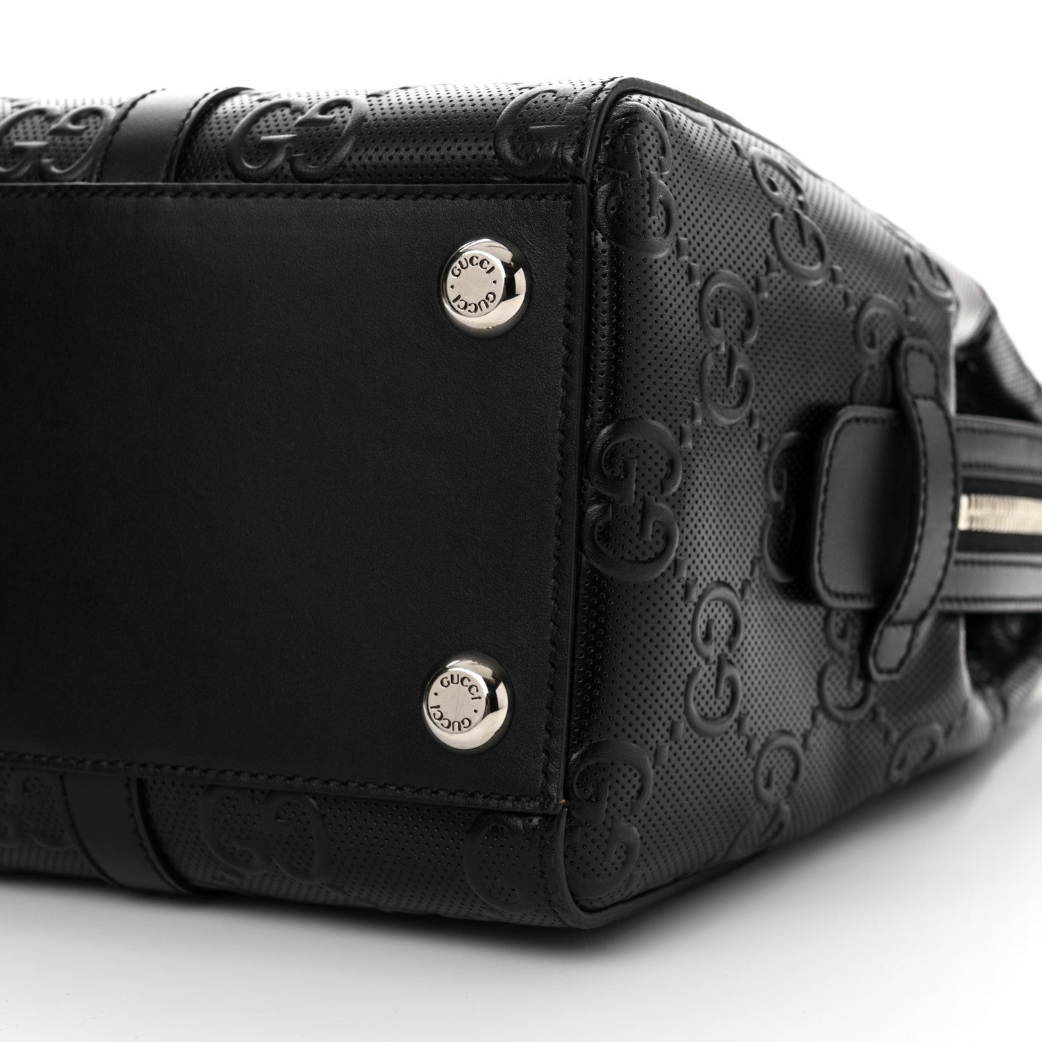 Gucci Calfskin GG Tennis Embossed Tote Bag Black 10 of 10