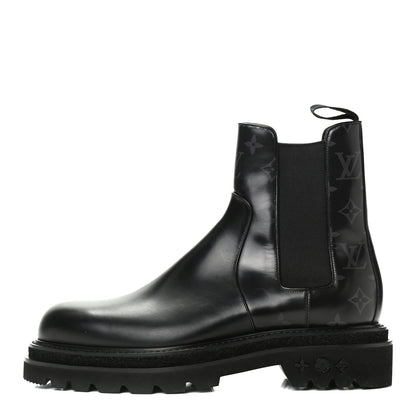 Louis Vuitton Calfskin Monogram Eclipse Chelsea Boots 9 Black 1 of 18
