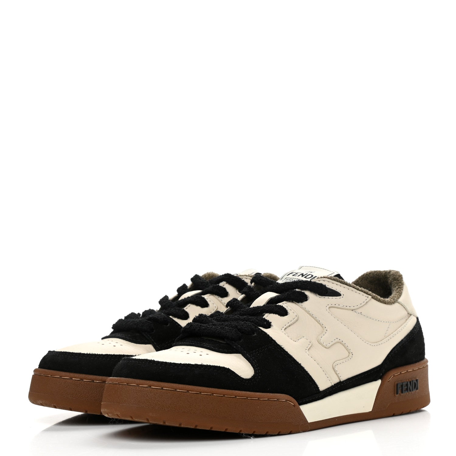 Fendi Suede Vitello Fendi Match Low Top Sneakers 40 Milk Black 3 of 9