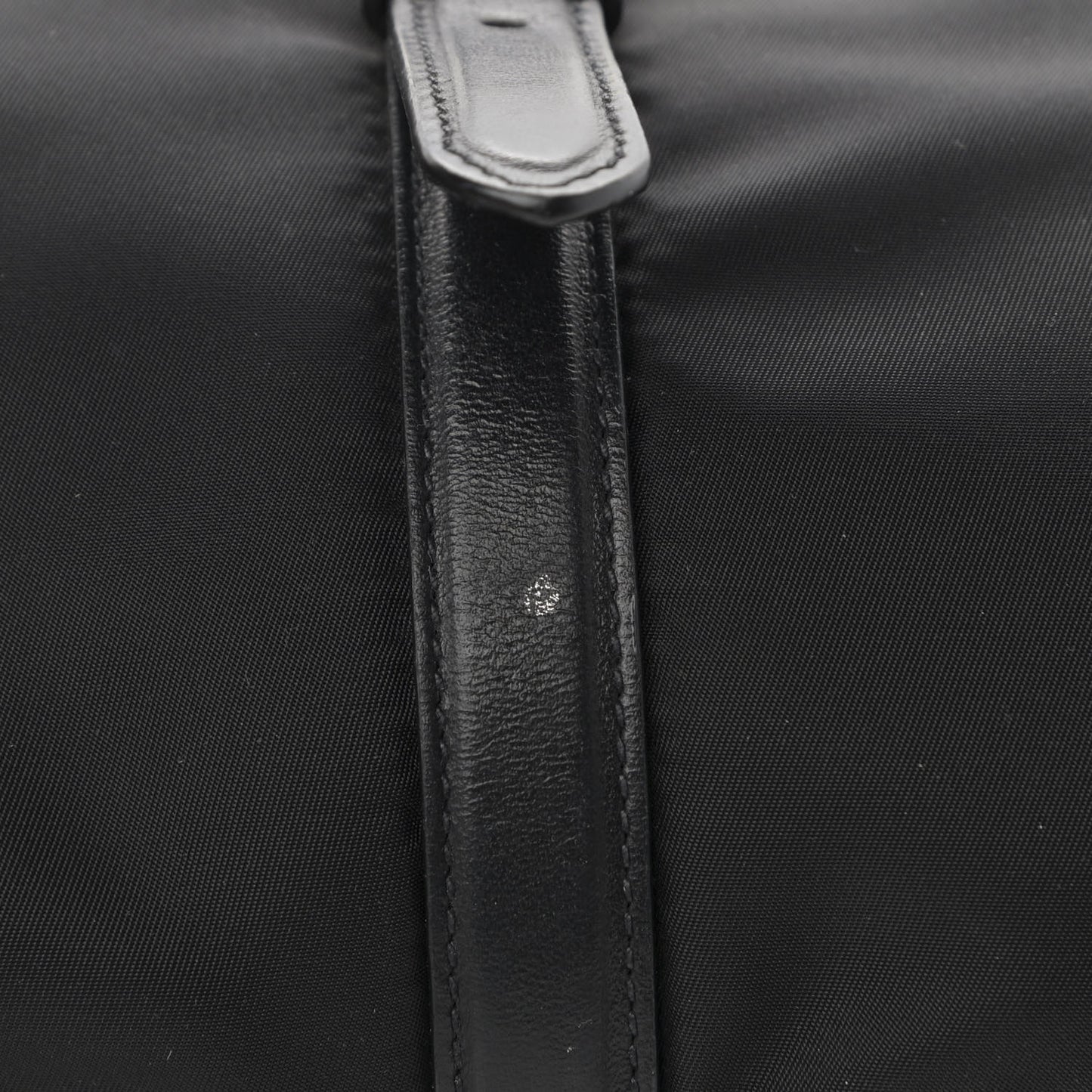 Nylon Tessuto Soft Calfskin Small Shopping Satchel Black