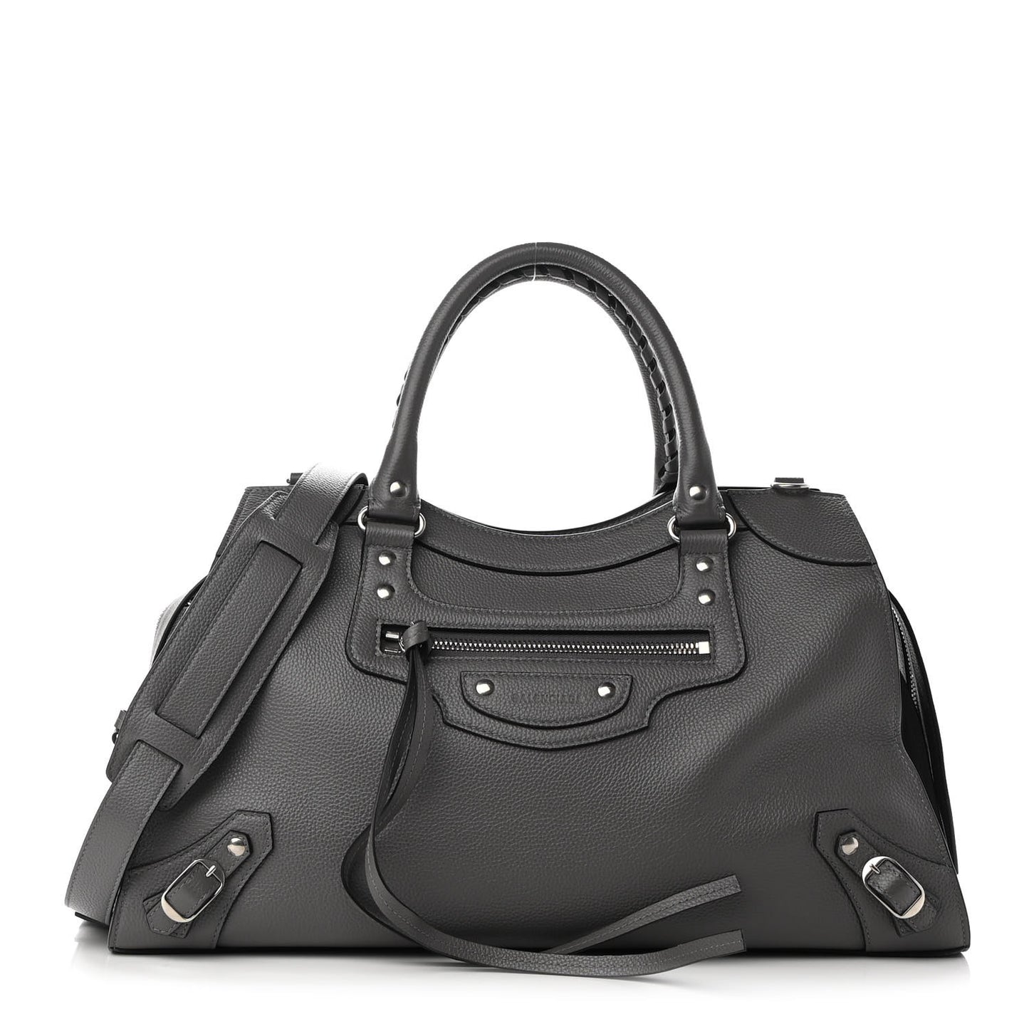 Grained Calfskin Neo Classic Silver Hardware Medium City Dark Grey