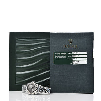 Rolex Stainless Steel 18K White Gold 26mm Oyster Perpetual Datejust Watch Silver Roman 179174 8 of 8