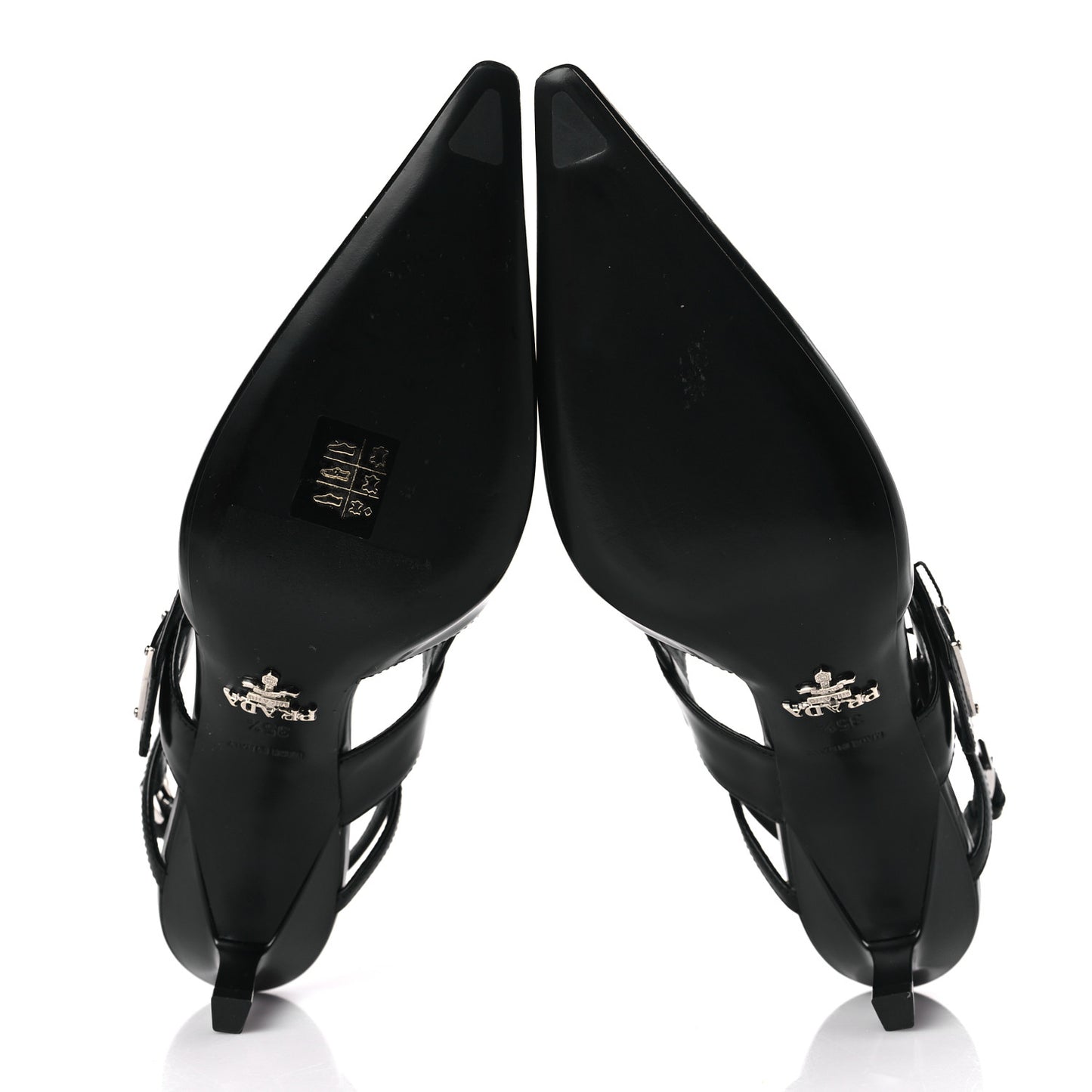 Spazzolato Metal Triangle Logo 55mm Slingback Pumps 35.5 Black