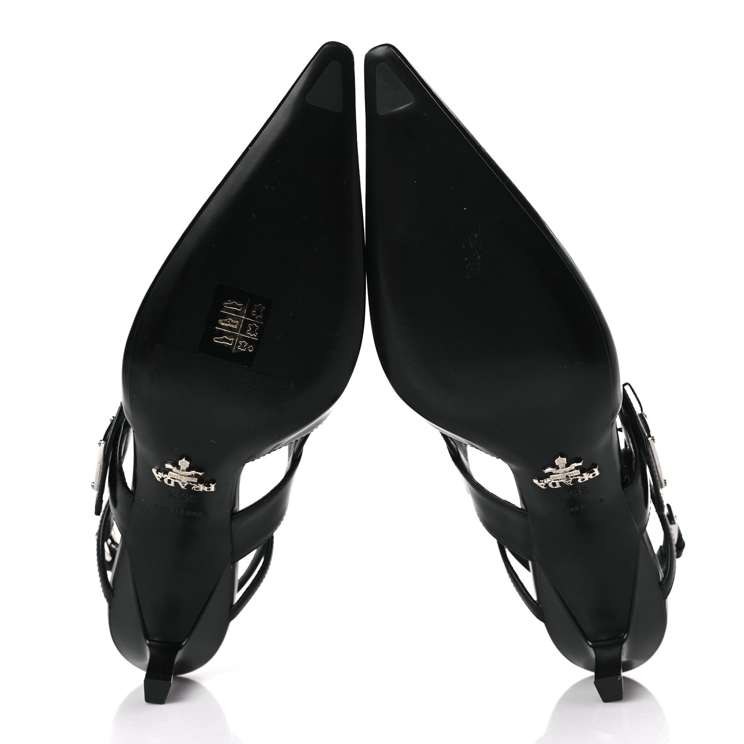 Prada Spazzolato Metal Triangle Logo 55mm Slingback Pumps 35.5 Black 5 of 7