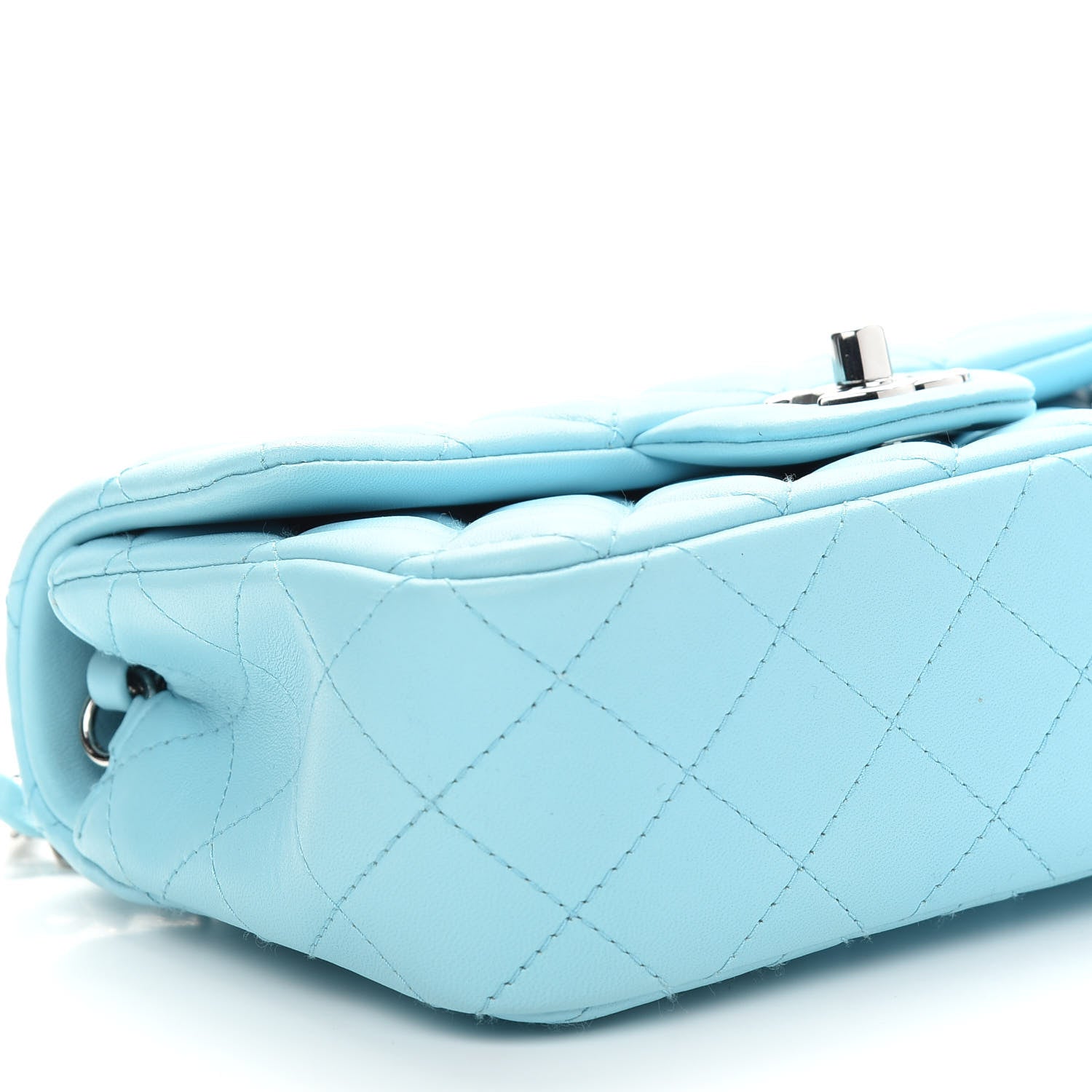 Chanel Lambskin Quilted Mini Rectangular Flap Neon Blue 8 of 9