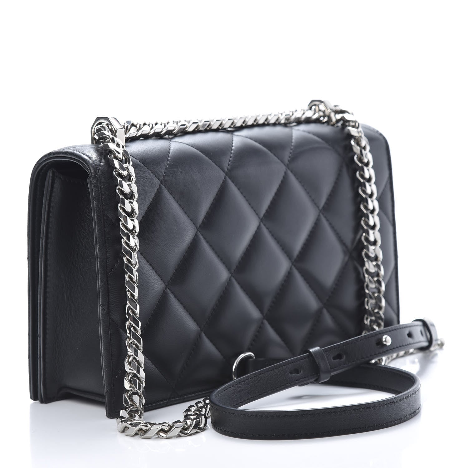 Alexander McQueen Lambskin Quilted Knuckle Shoulder Bag Black 3 of 13