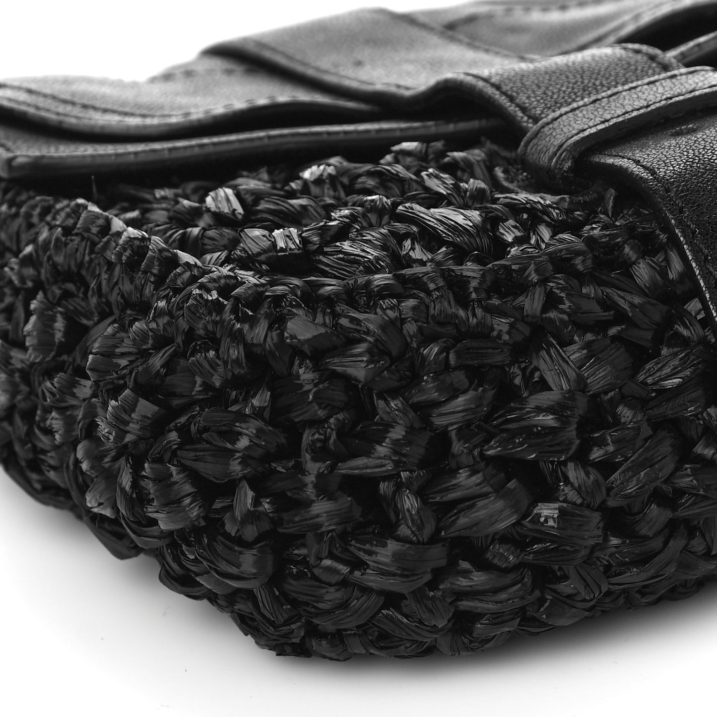 Lambskin Raffia PS1 Pochette Clutch Black