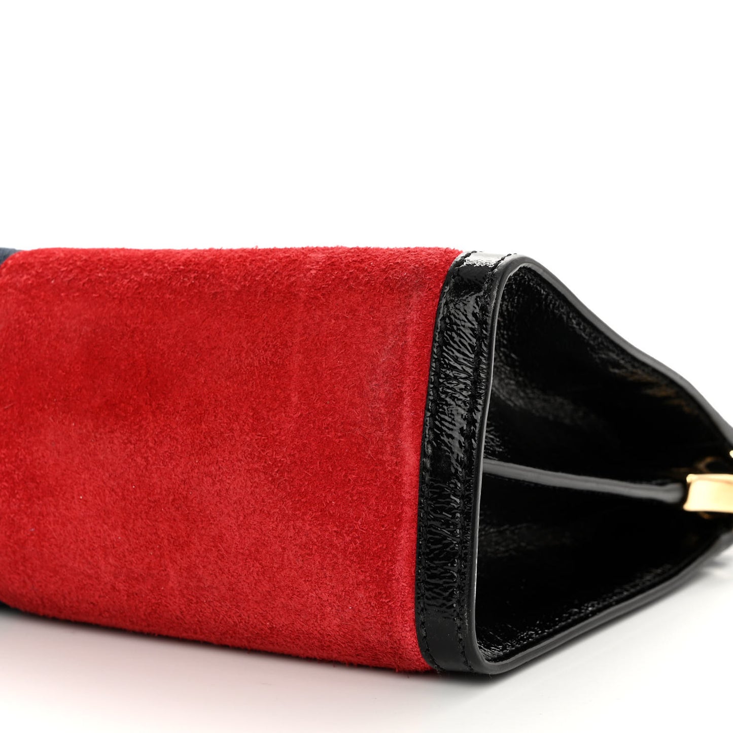 Suede Patent Web Medium Ophidia Chain Shoulder Bag Hibiscus Red Black