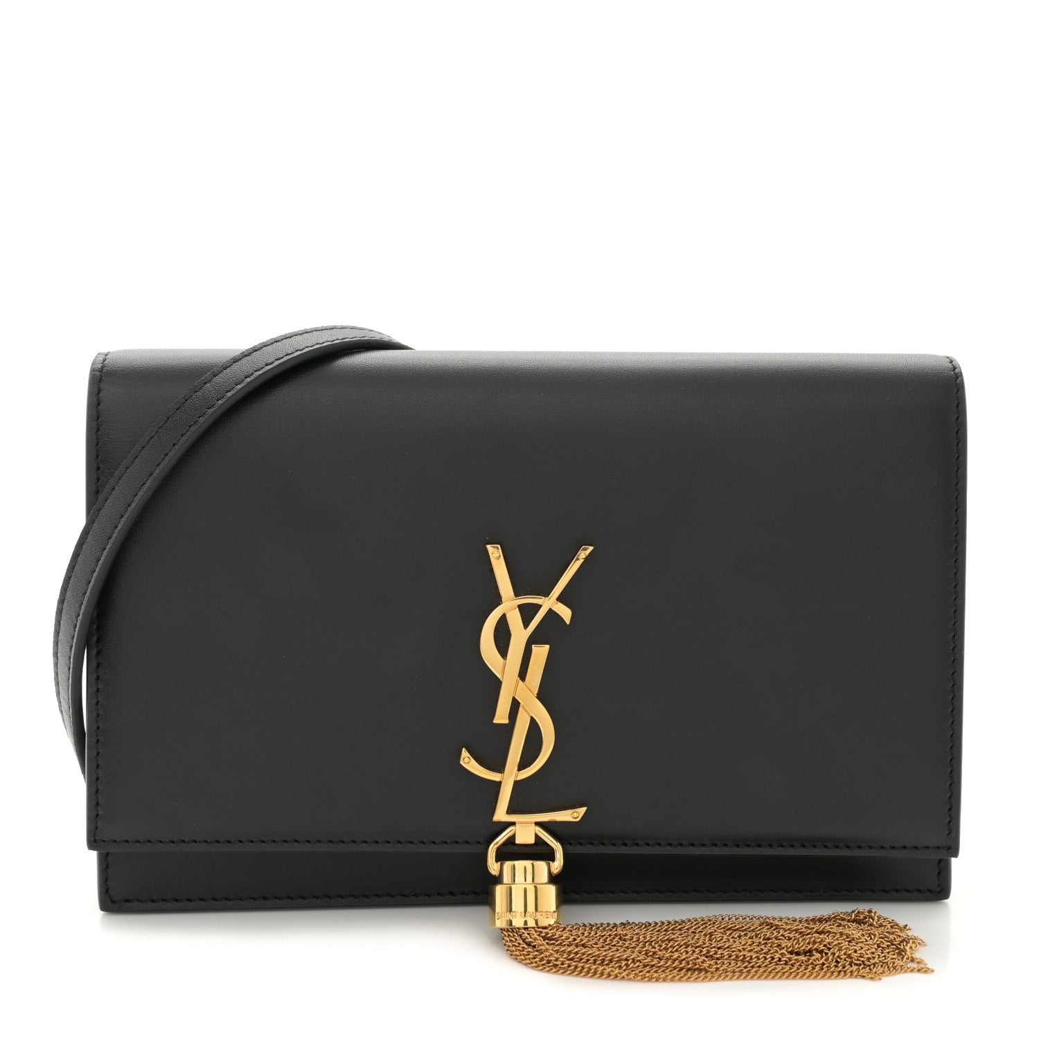 Saint Laurent Smooth Calfskin Classic Monogram Kate Tassel Chain Wallet Black 1 of 10