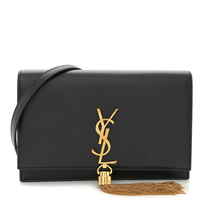 Saint Laurent Smooth Calfskin Classic Monogram Kate Tassel Chain Wallet Black 1 of 10