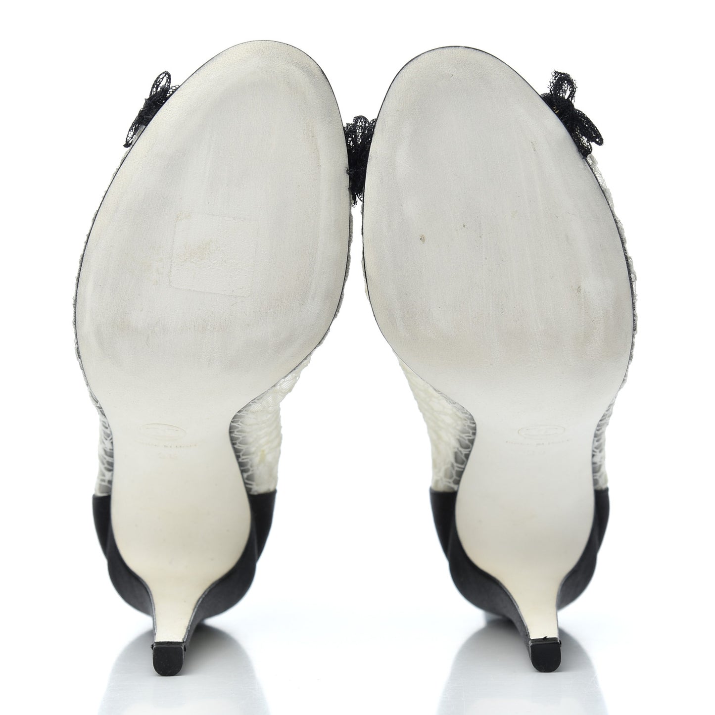 Lace Mesh Booties 38 Ivory Black