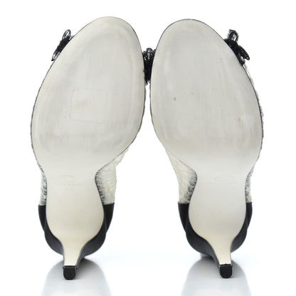 Chanel Lace Mesh Booties 38 Ivory Black 5 of 12
