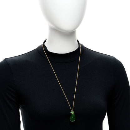 Tiffany 18K Yellow Gold Green Jade Elsa Peretti Bottle Jug Pendant Necklace 2 of 5