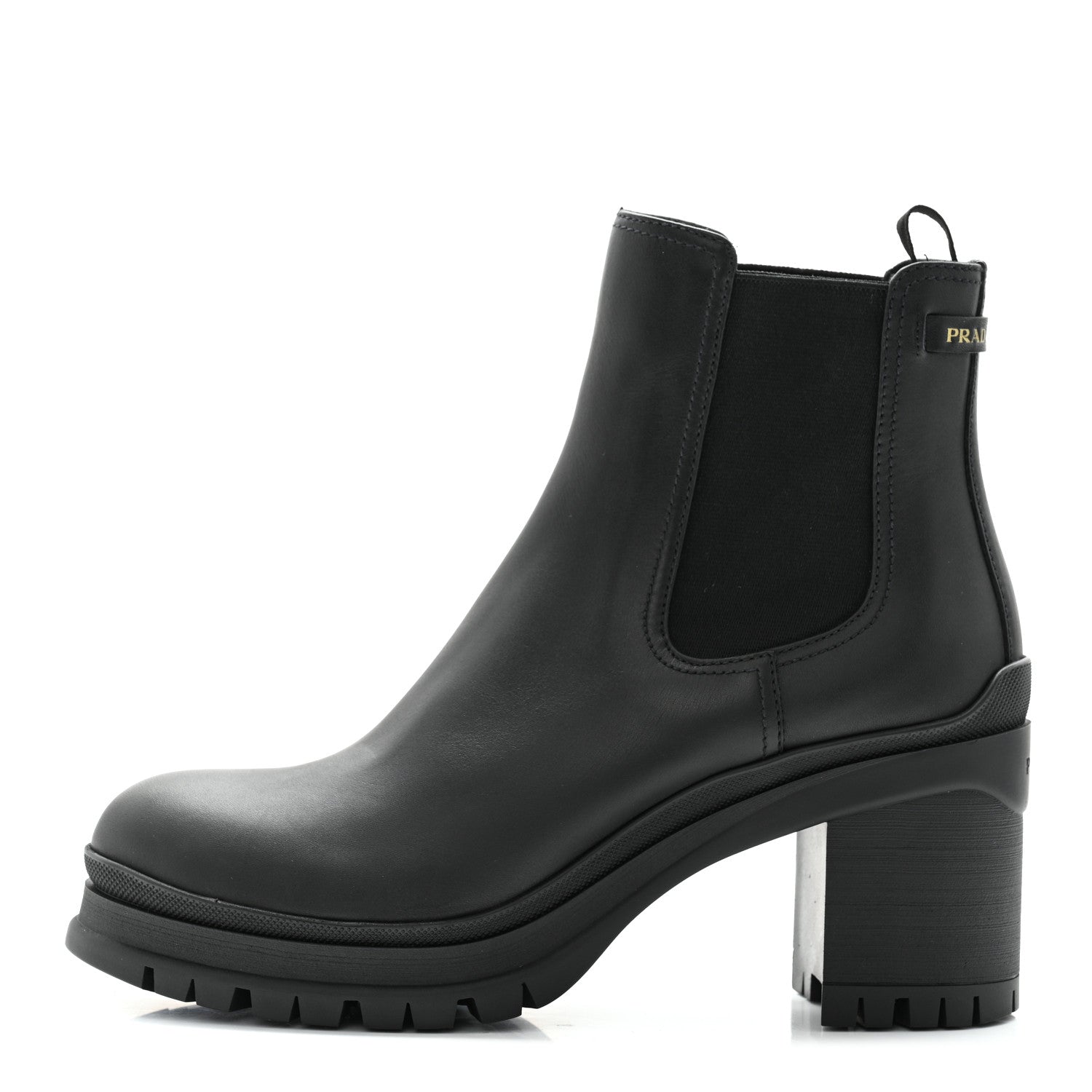 Prada Vitello Montana Lug Sole Chelsea 55mm Boots 40 Black 1 of 9