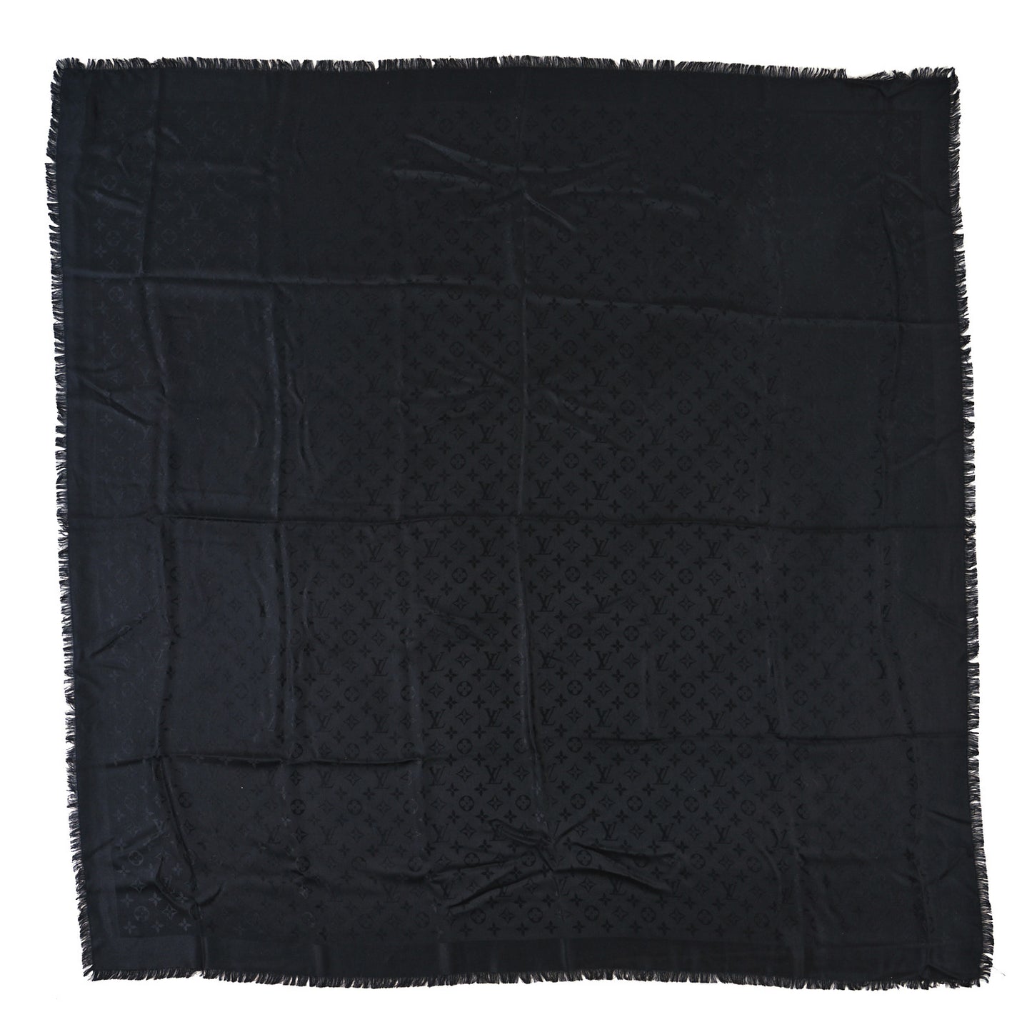 Silk Wool Monogram Shawl Black